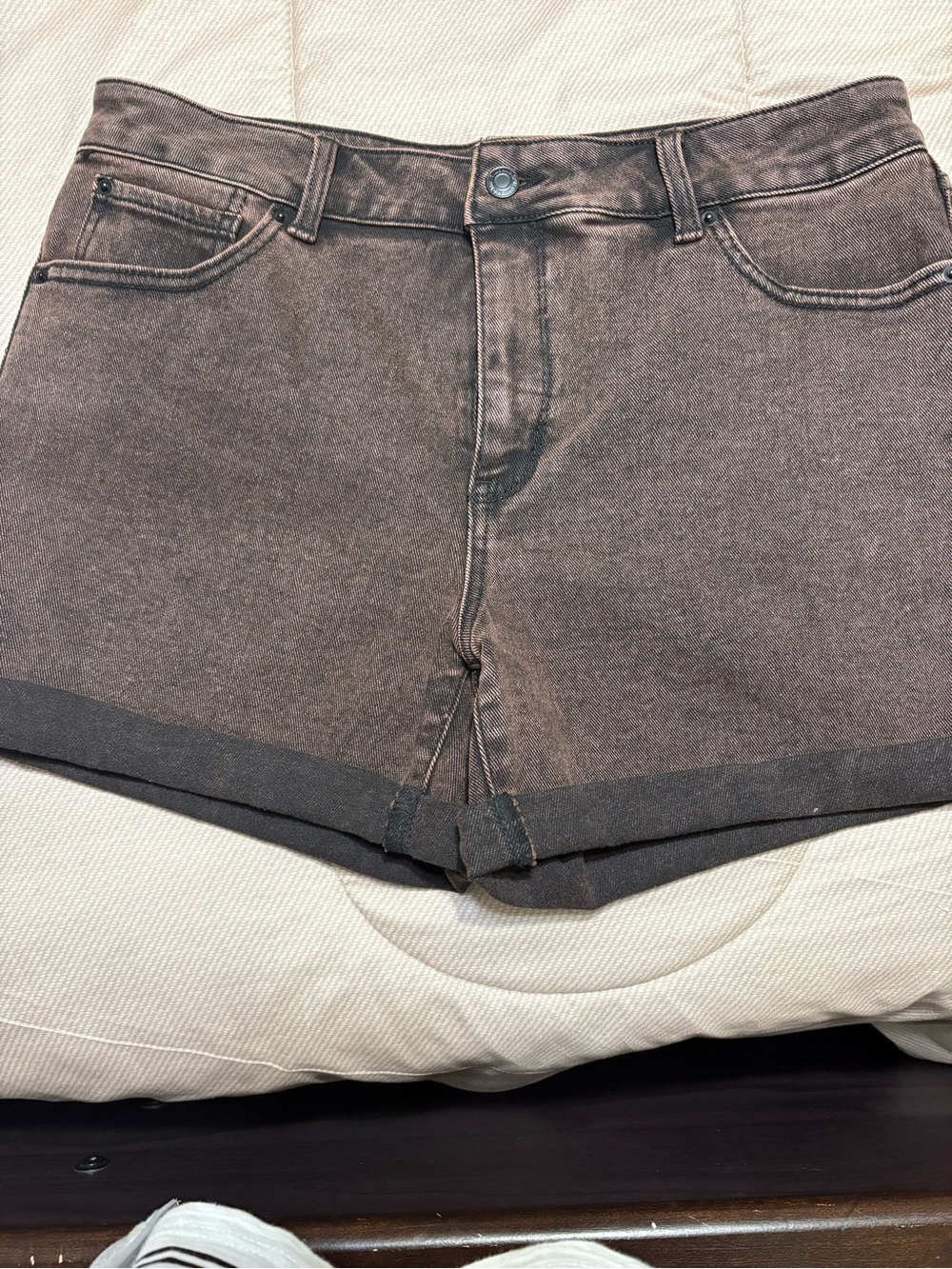 Time and Tru Brown Rolled-Hem Denim Shorts